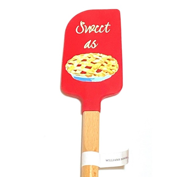 NEW Williams Sonoma 14" RED SPATULA Silicone & Wood STURDY Sweet As Cherry Pie - Picture 6 of 6